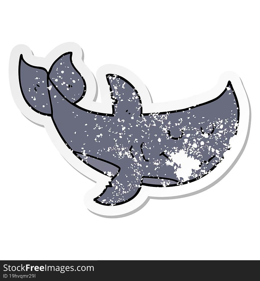 Distressed Sticker Of A Cartoon Shark