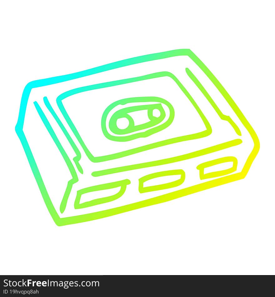 cold gradient line drawing of a cartoon cassette tape deck