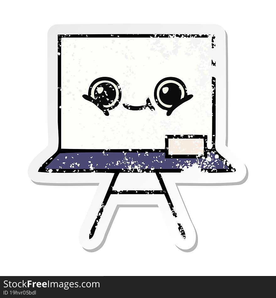 distressed sticker of a cute cartoon white board