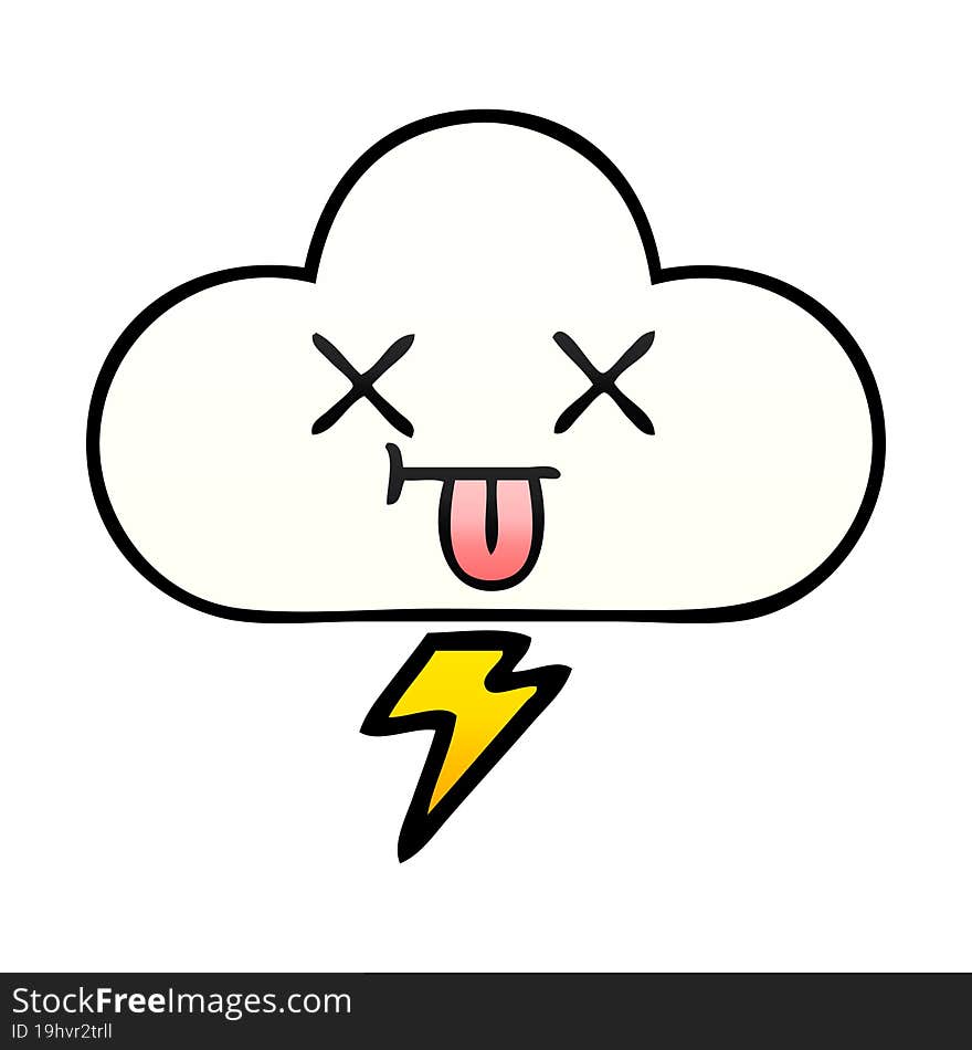 gradient shaded cartoon thunder cloud