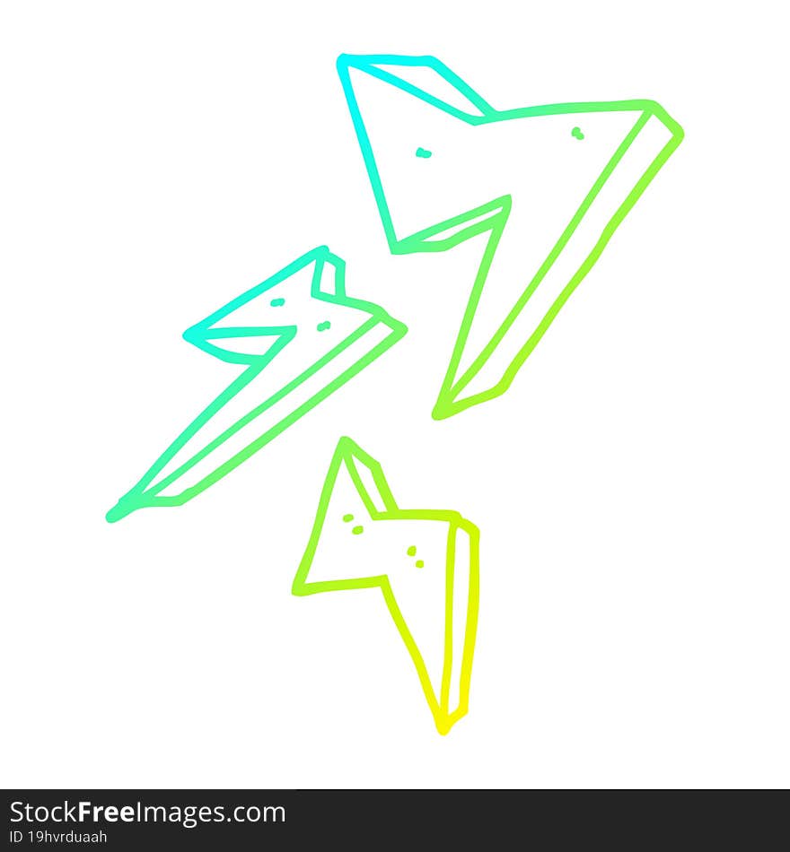 Cold Gradient Line Drawing Cartoon Lightning Bolt