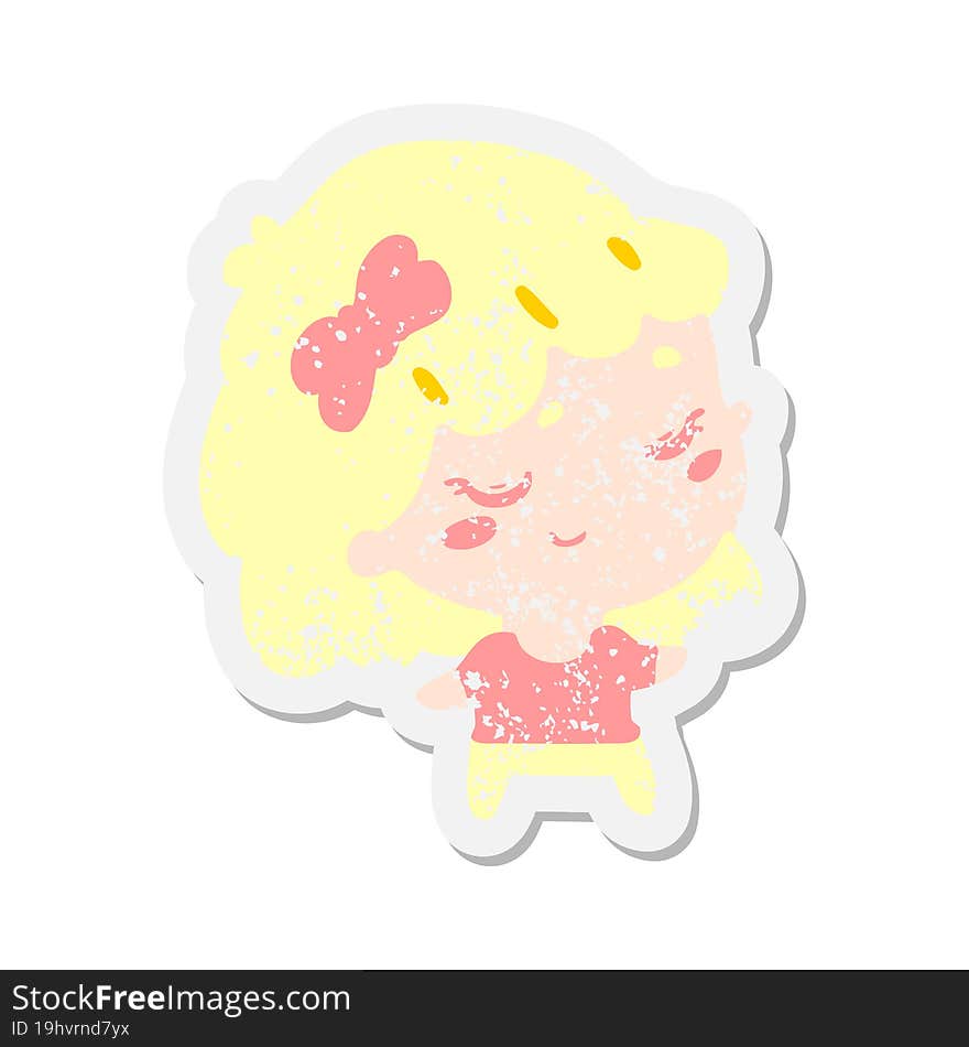 Cartoon Happy Girl Grunge Sticker