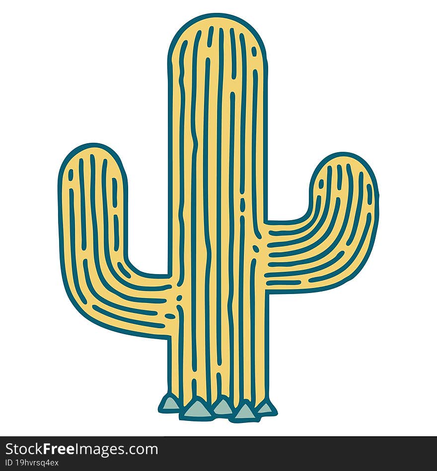 tattoo style icon of a cactus