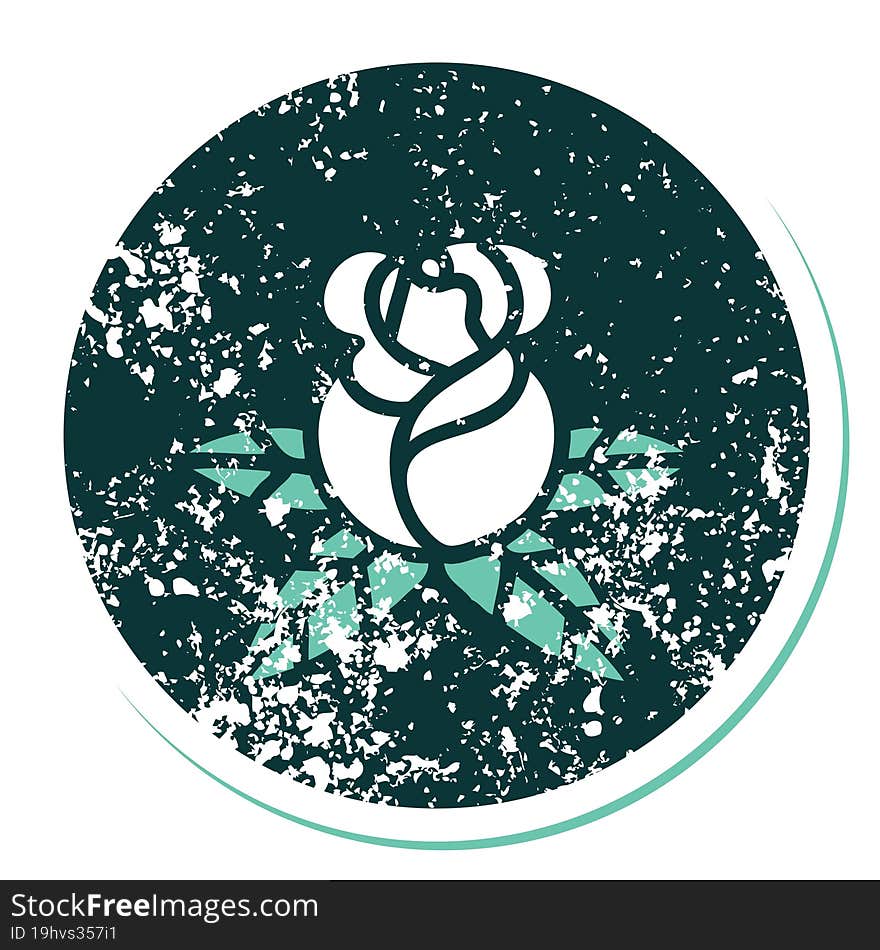 distressed sticker tattoo style icon of a single rose