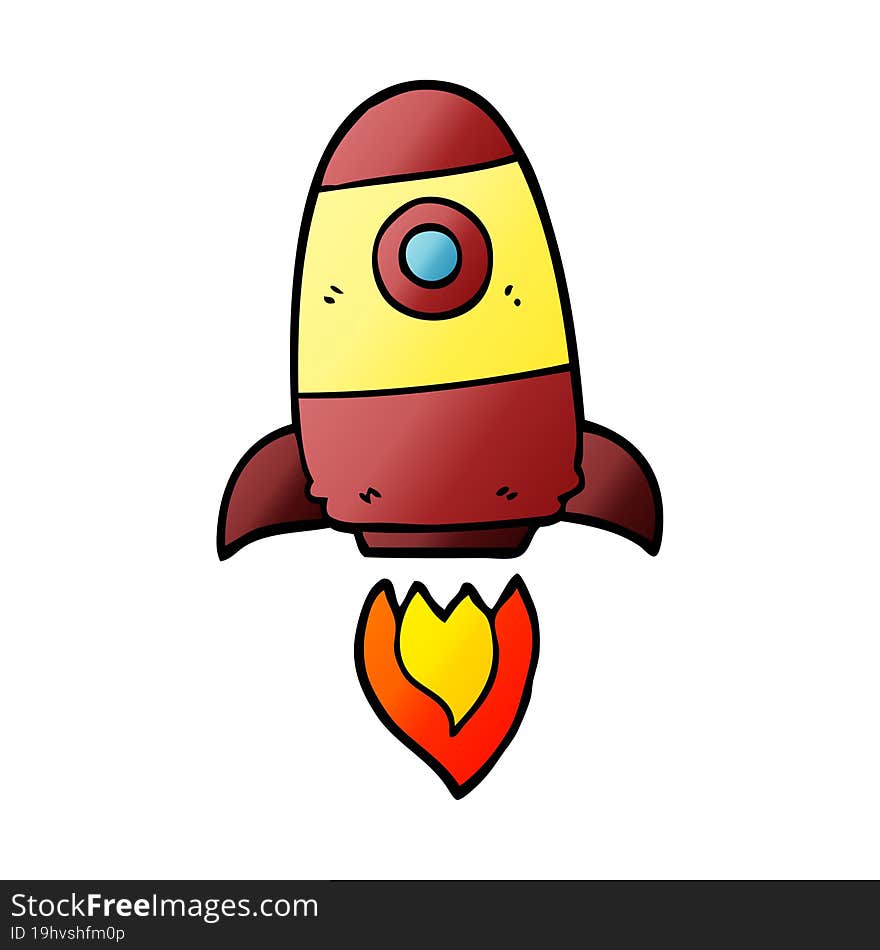 cartoon doodle space rocket