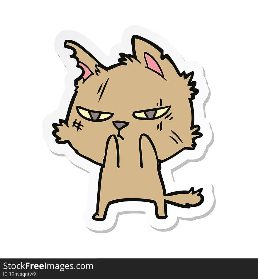 sticker of a tough cartoon cat