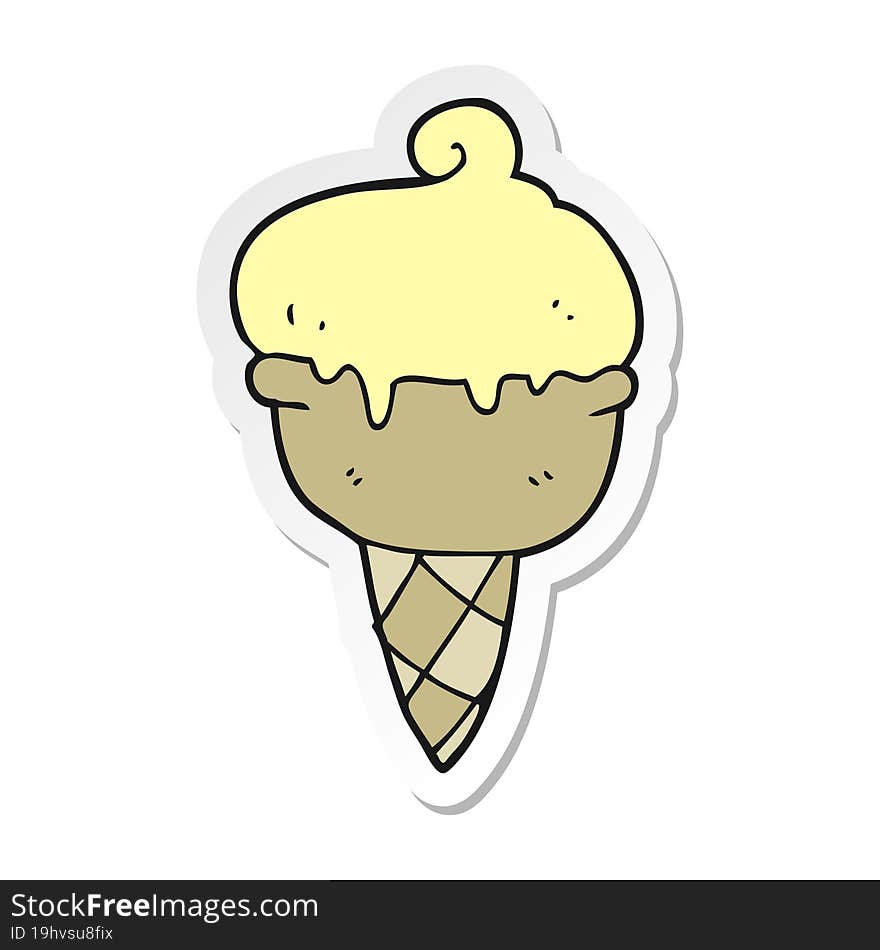 sticker of a cartoon ice cream