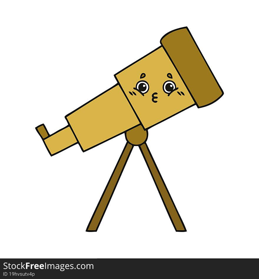 cute cartoon of a telescope. cute cartoon of a telescope