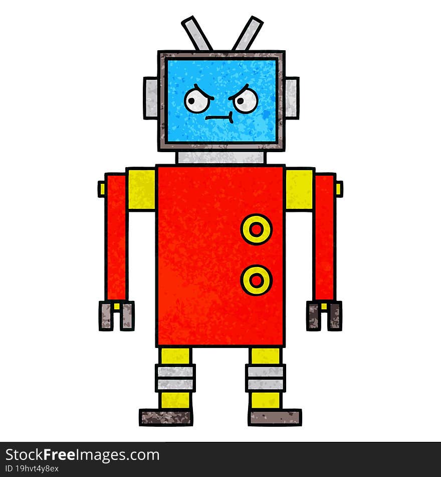 Retro Grunge Texture Cartoon Robot