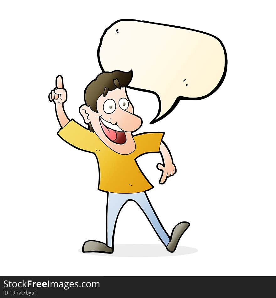 cartoon man with great idea with speech bubble