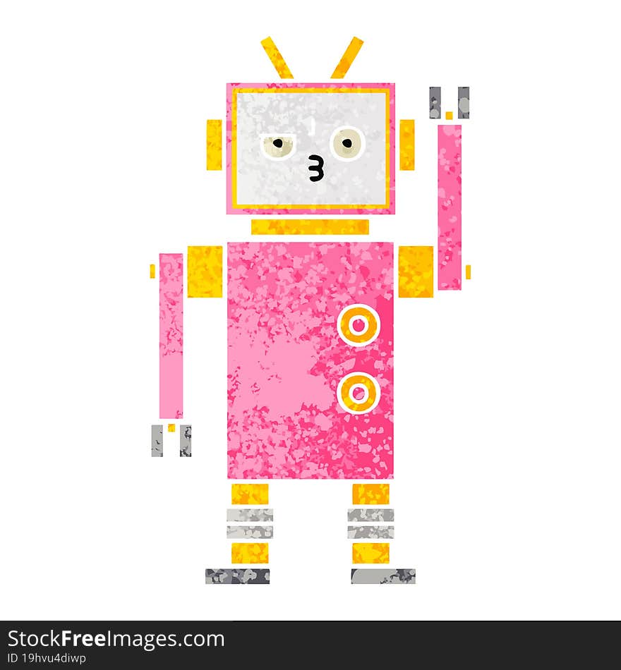 Retro Illustration Style Cartoon Robot