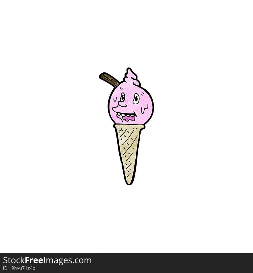 Melting Ice Cream Cone Cartoon Character