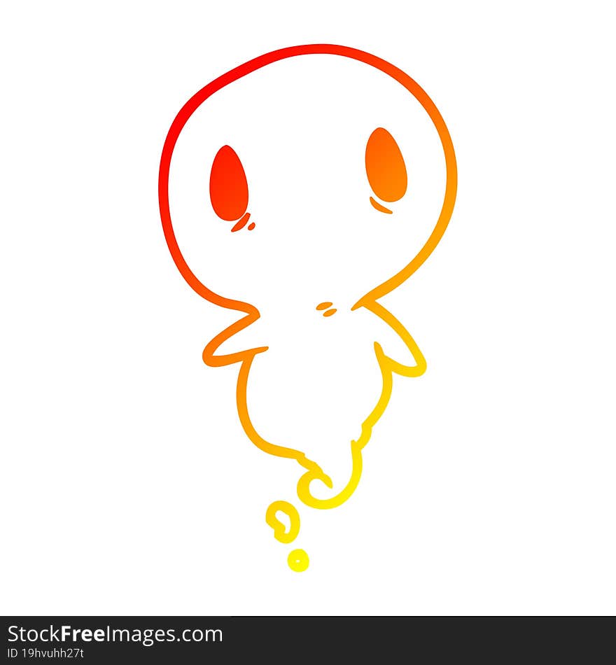 warm gradient line drawing of a cute ghost