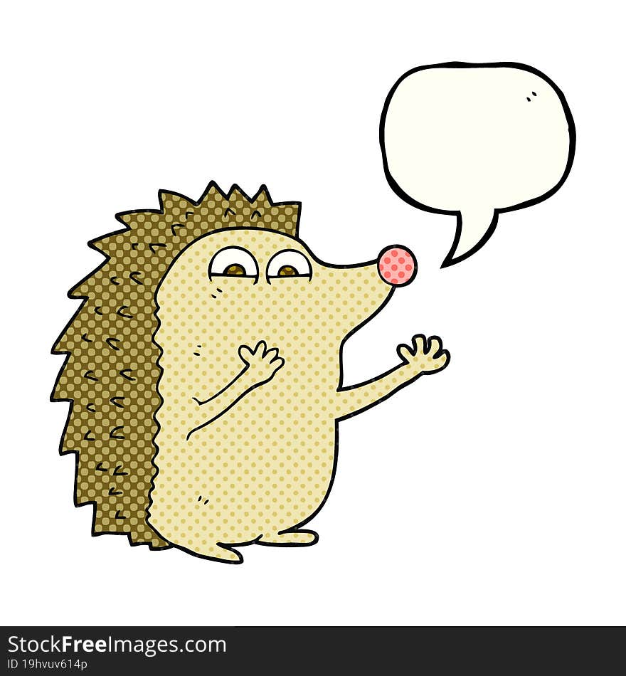 Comic Book Speech Bubble Cartoon Cute Hedgehog