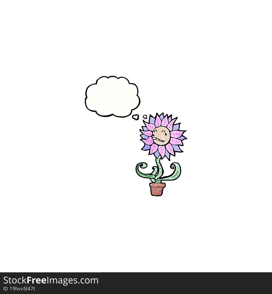 cartoon flower with thought bubble