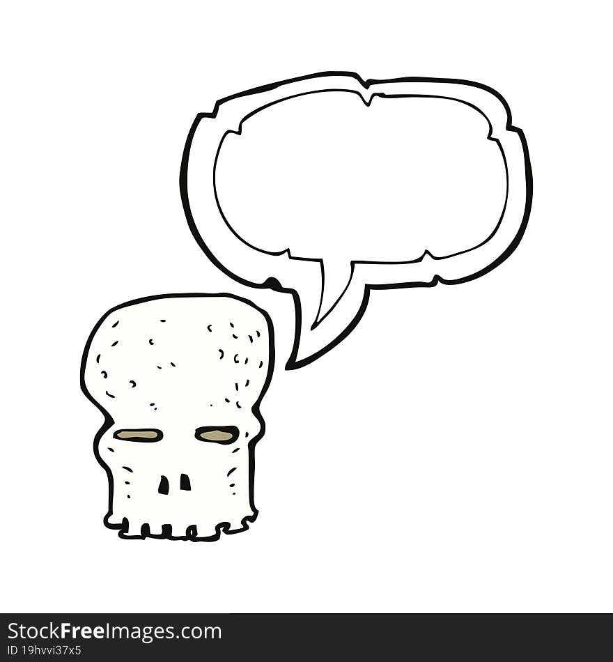 cartoon spooky skull with speech bubble