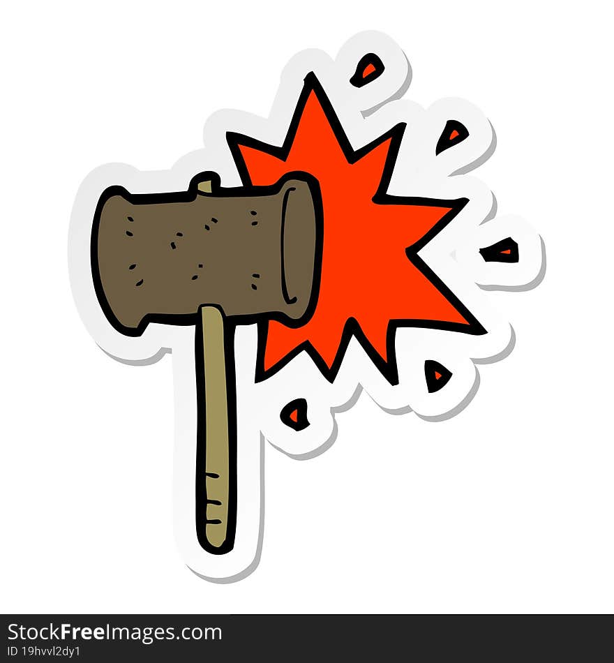 sticker of a cartoon banging gavel