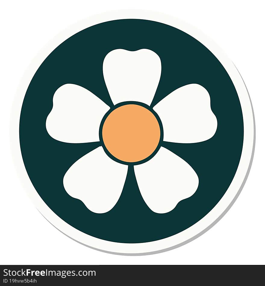 sticker of tattoo in traditional style of a flower. sticker of tattoo in traditional style of a flower