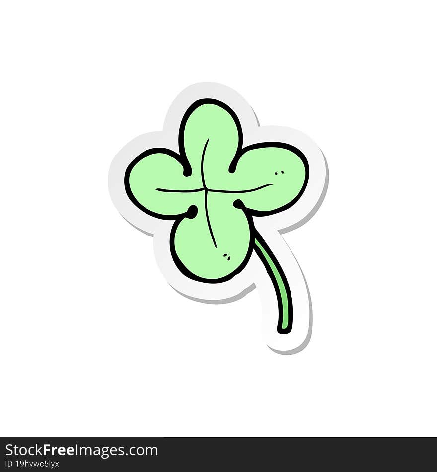 sticker of a cartoon four leaf clover