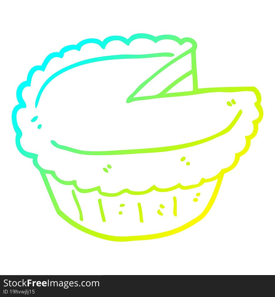 cold gradient line drawing cartoon pie