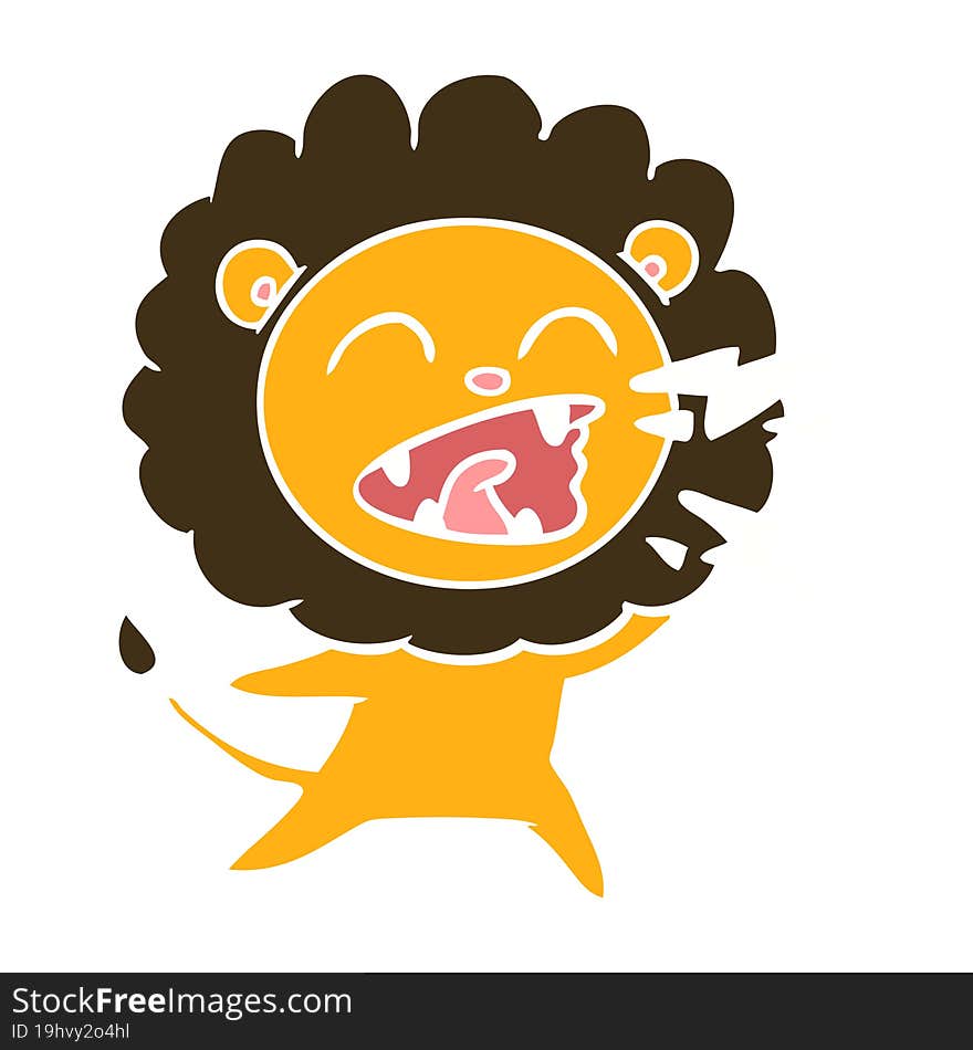 flat color style cartoon roaring lion