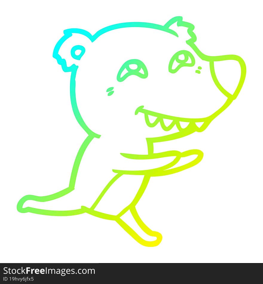 cold gradient line drawing cartoon bear running