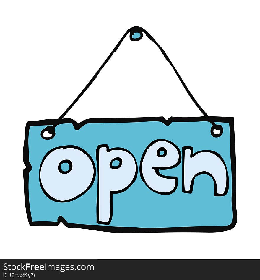 Cartoon Open Shop Sign