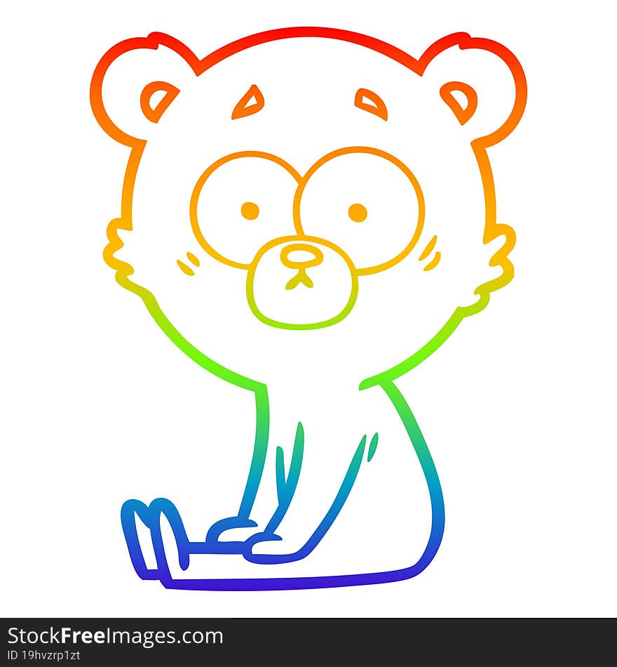 Rainbow Gradient Line Drawing Nervous Polar Bear Cartoon