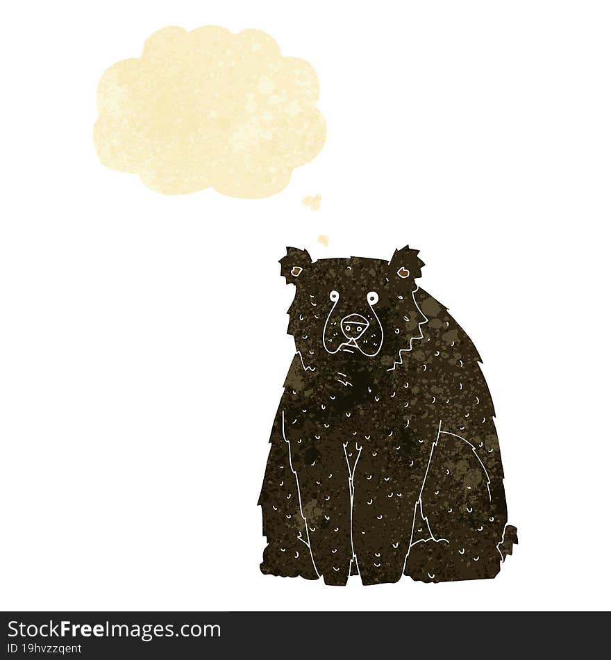 cartoon funny black bear with thought bubble