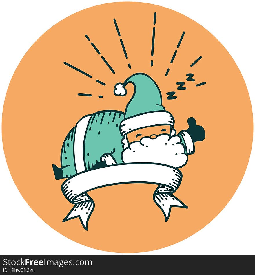 icon of tattoo style santa claus christmas character sleeping