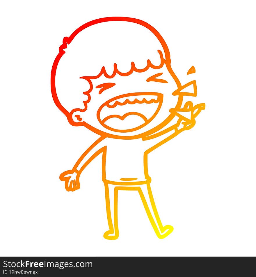 warm gradient line drawing of a cartoon laughing man