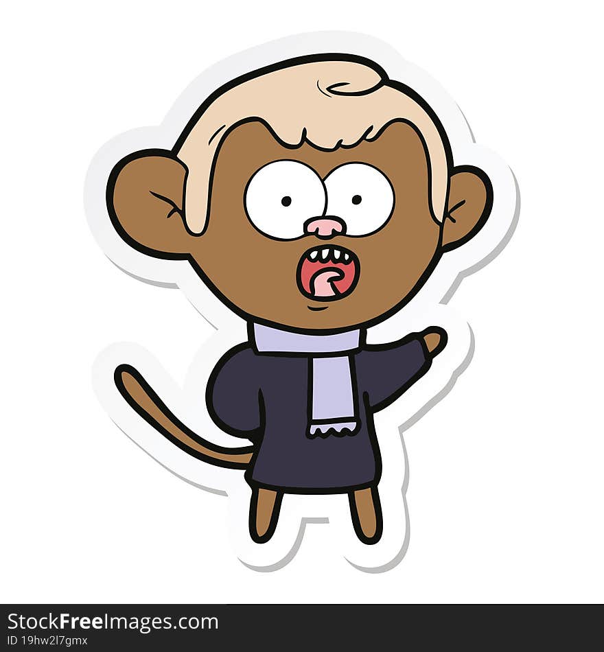 Sticker Of A Cartoon Shocked Monkey