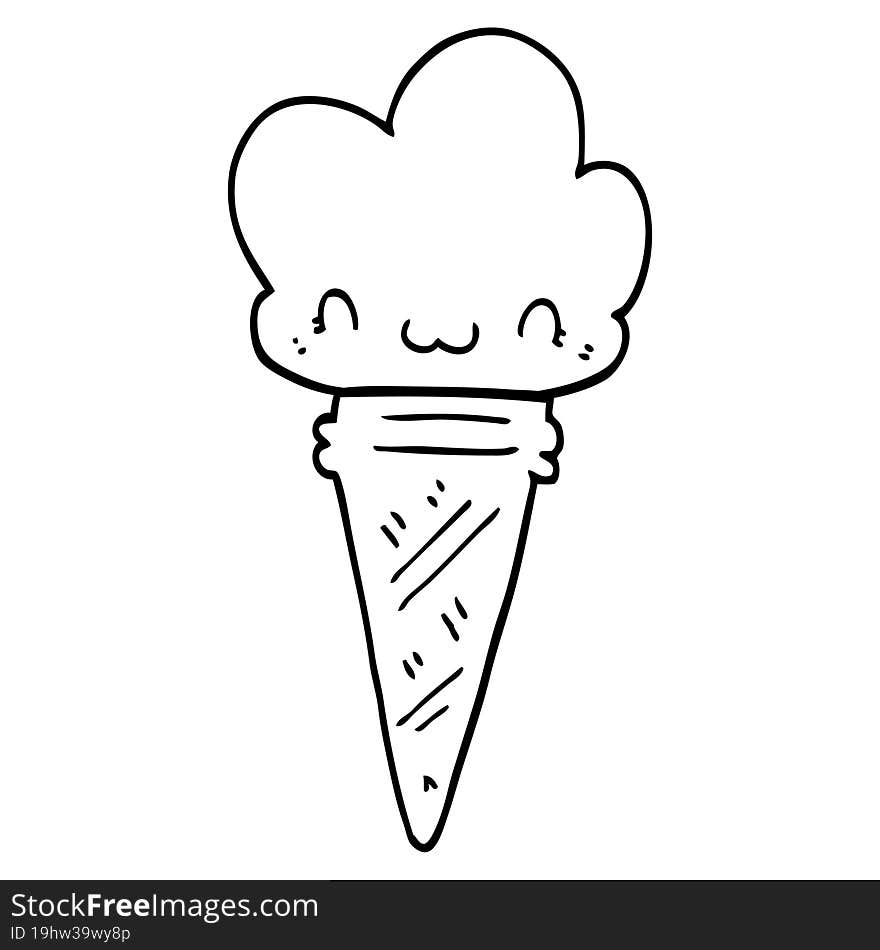 cartoon ice cream with face