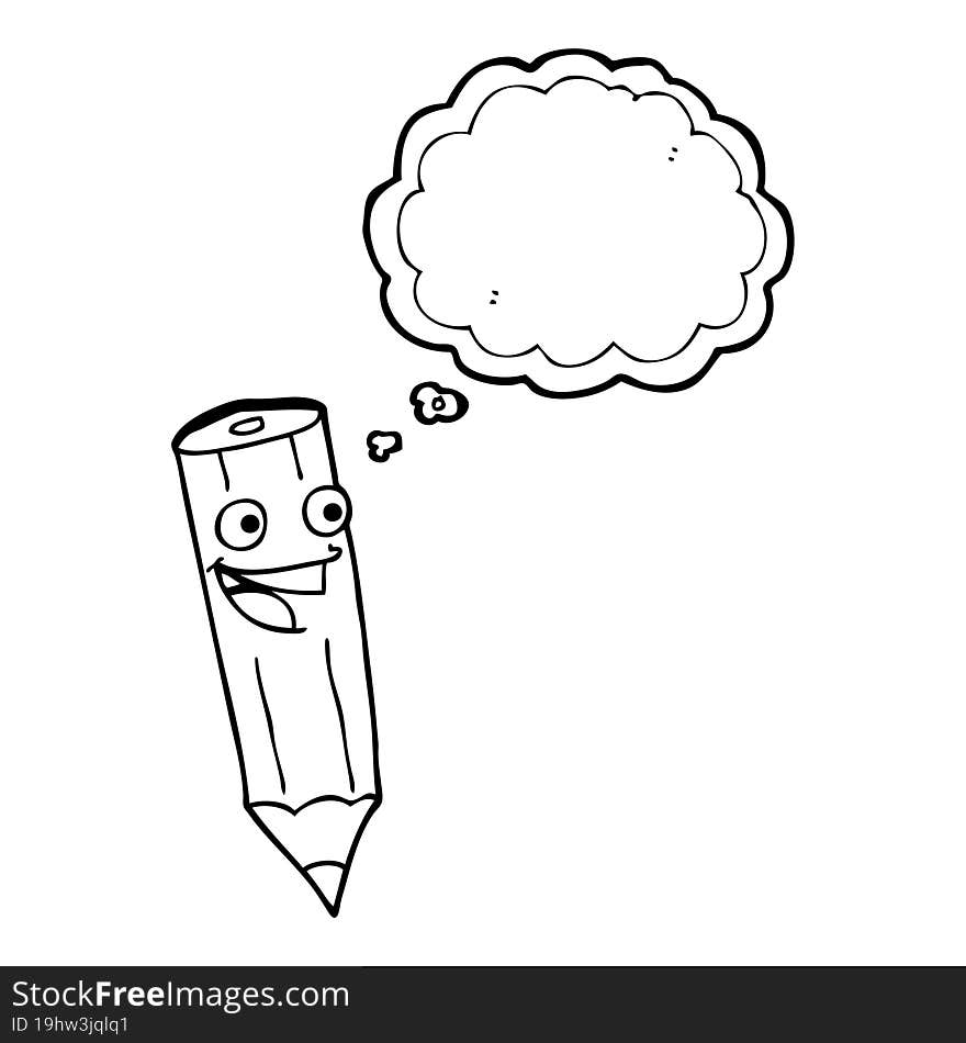 happy thought bubble cartoon pencil