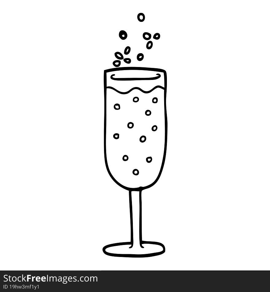 Line Drawing Cartoon Champagne Flute