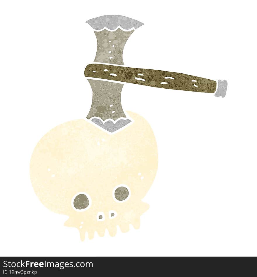 retro cartoon axe in skull