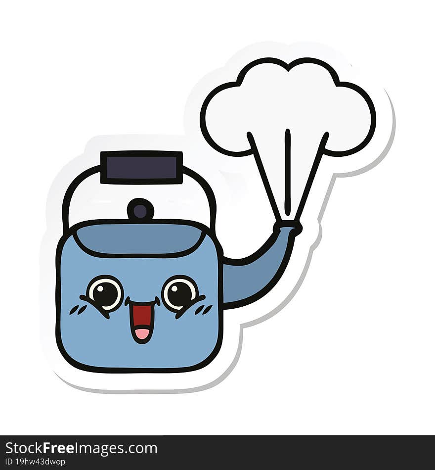 sticker of a cute cartoon steaming kettle