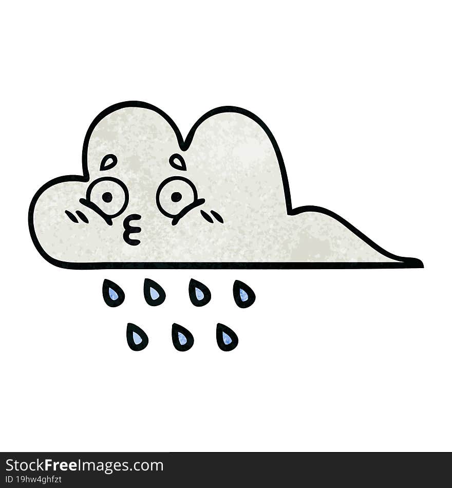 retro grunge texture cartoon of a rain cloud