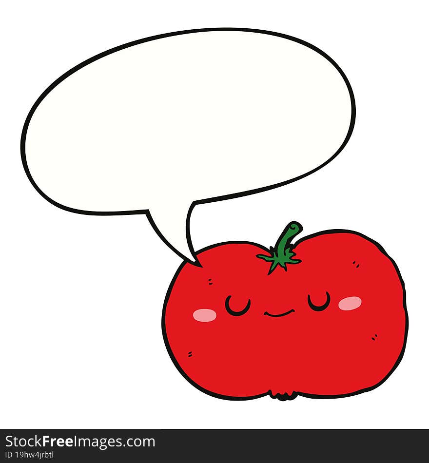 Cartoon Apple And Speech Bubble