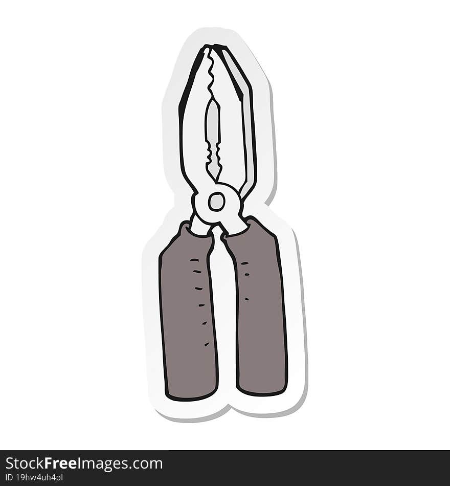 sticker of a cartoon pliers