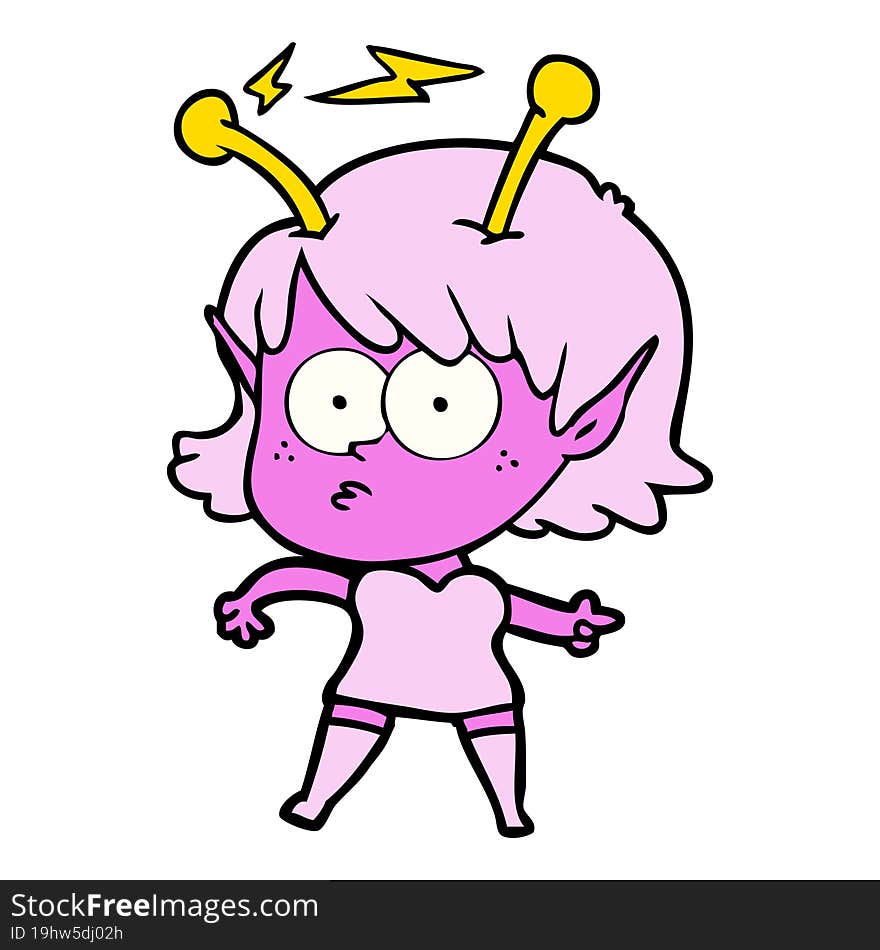 cartoon alien girl. cartoon alien girl