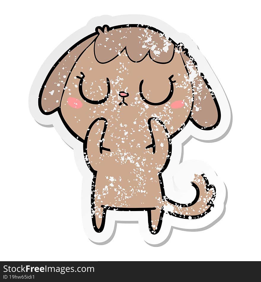 Distressed Sticker Of A Cute Cartoon Dog