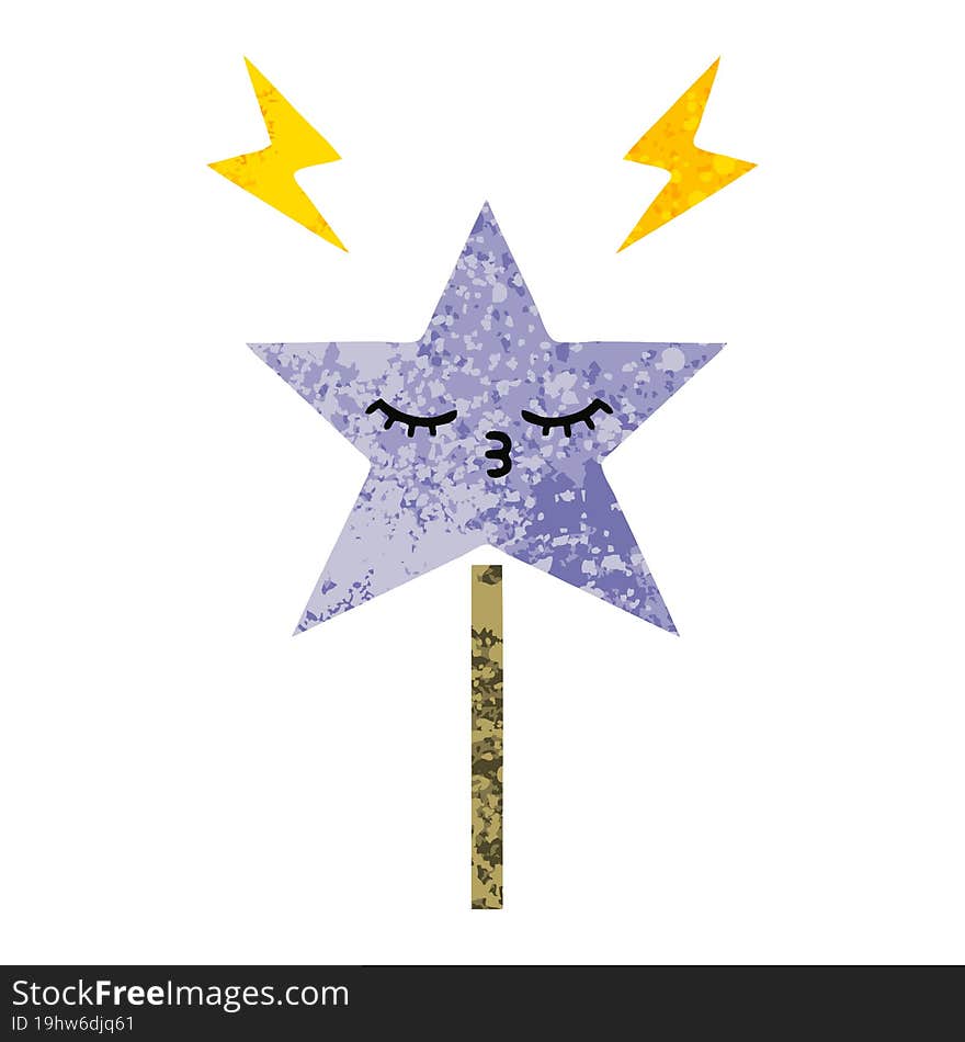 retro illustration style cartoon magic wand