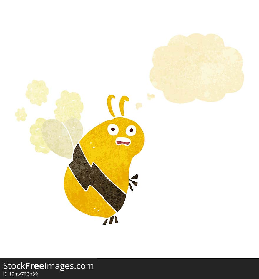 funny cartoon bee with thought bubble