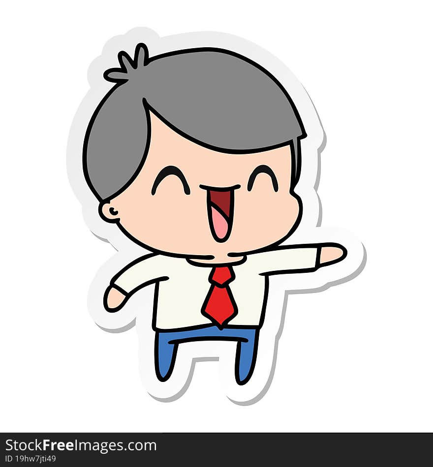 sticker cartoon of kawaii man in suit