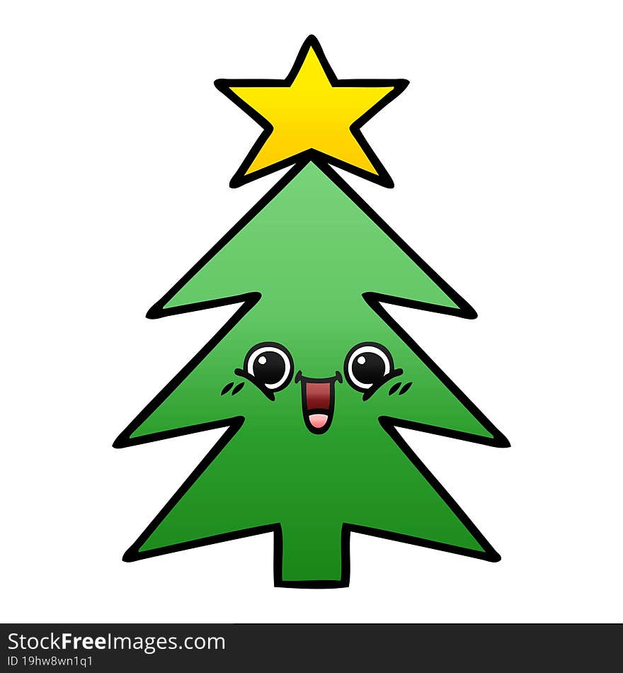 gradient shaded cartoon of a christmas tree