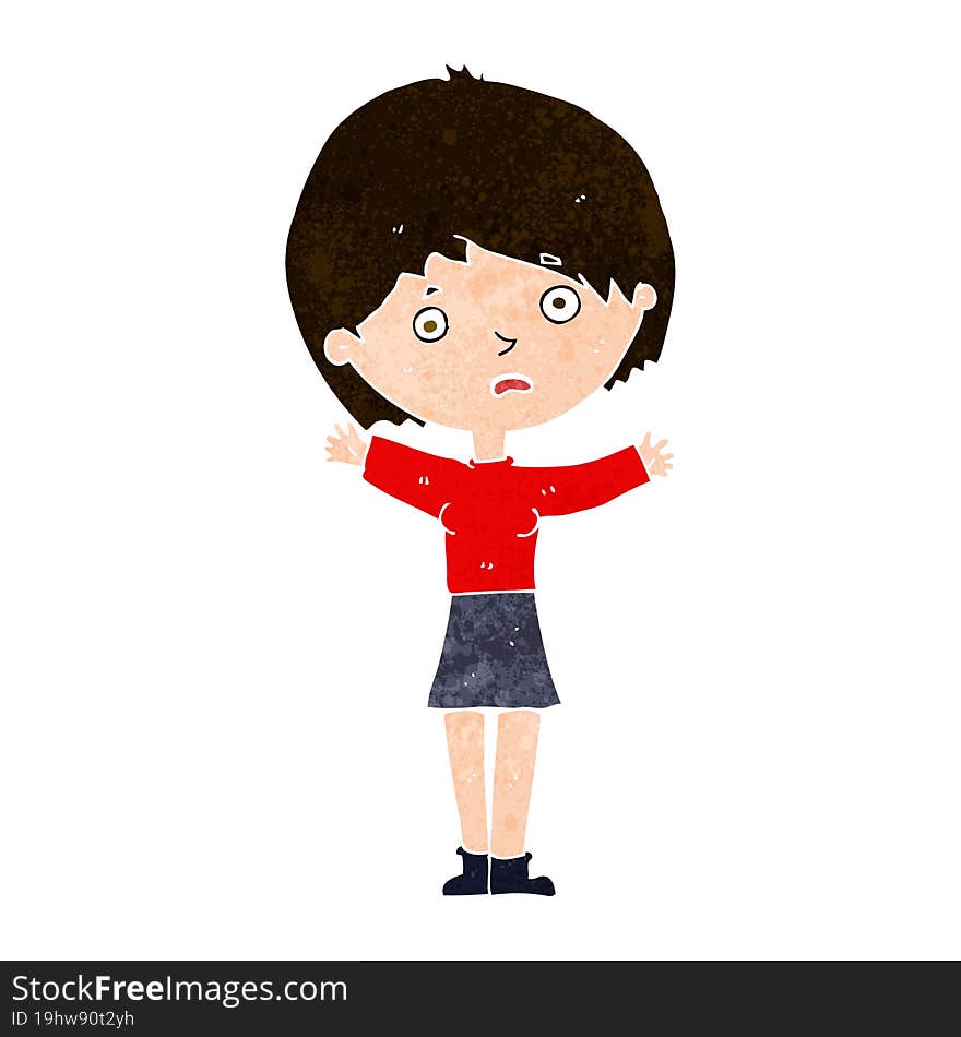 cartoon worried woman