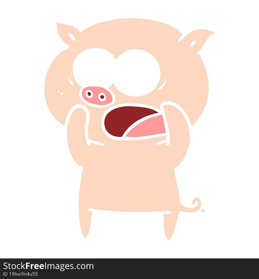 Flat Color Style Cartoon Pig Shouting