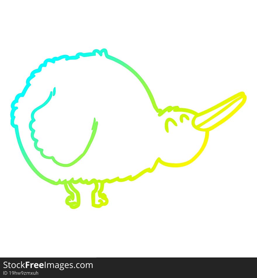 cold gradient line drawing cartoon kiwi bird