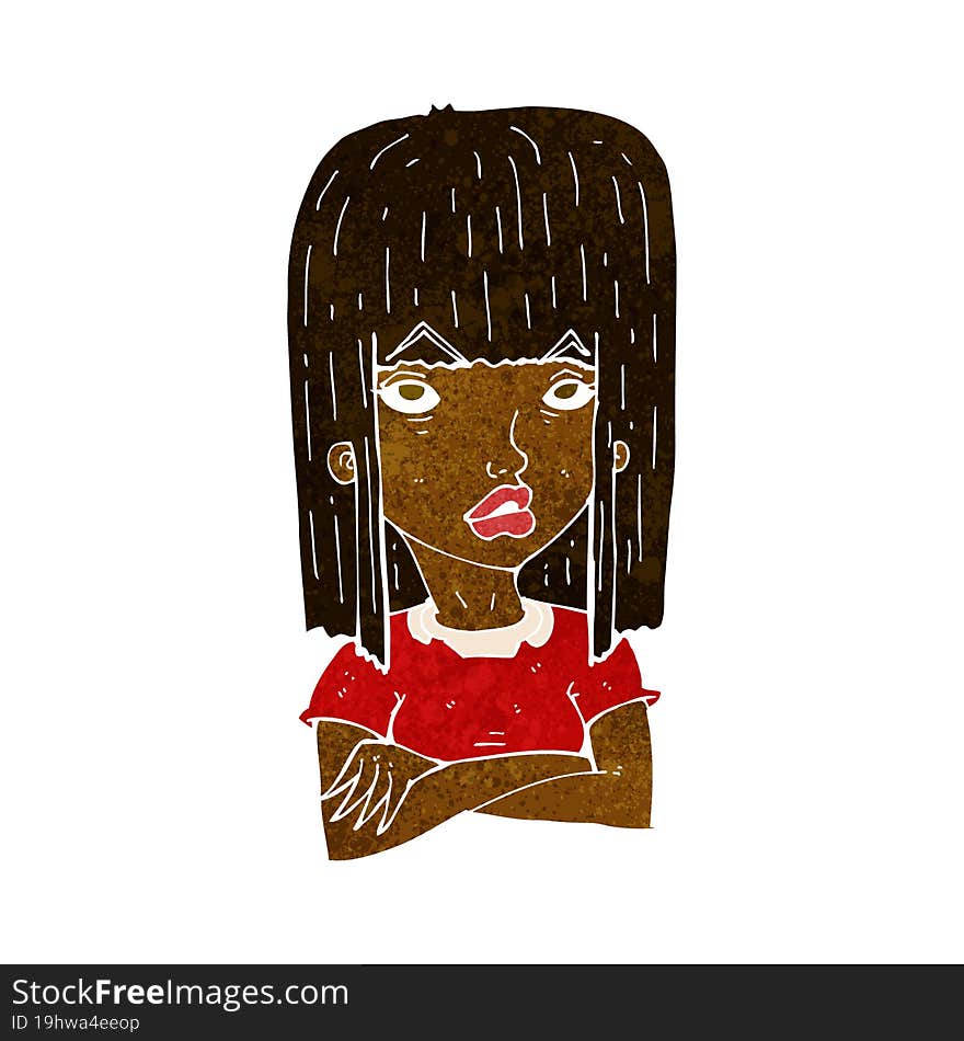 cartoon girl with folded arms